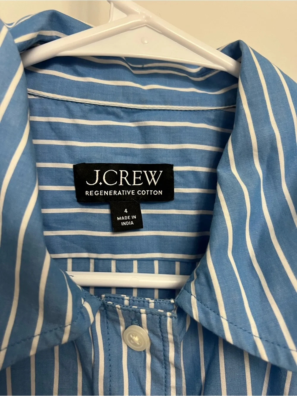 J. Crew Blue and White Striped Bubble Sleeve Button-Down Shirt - Picture 3 of 3